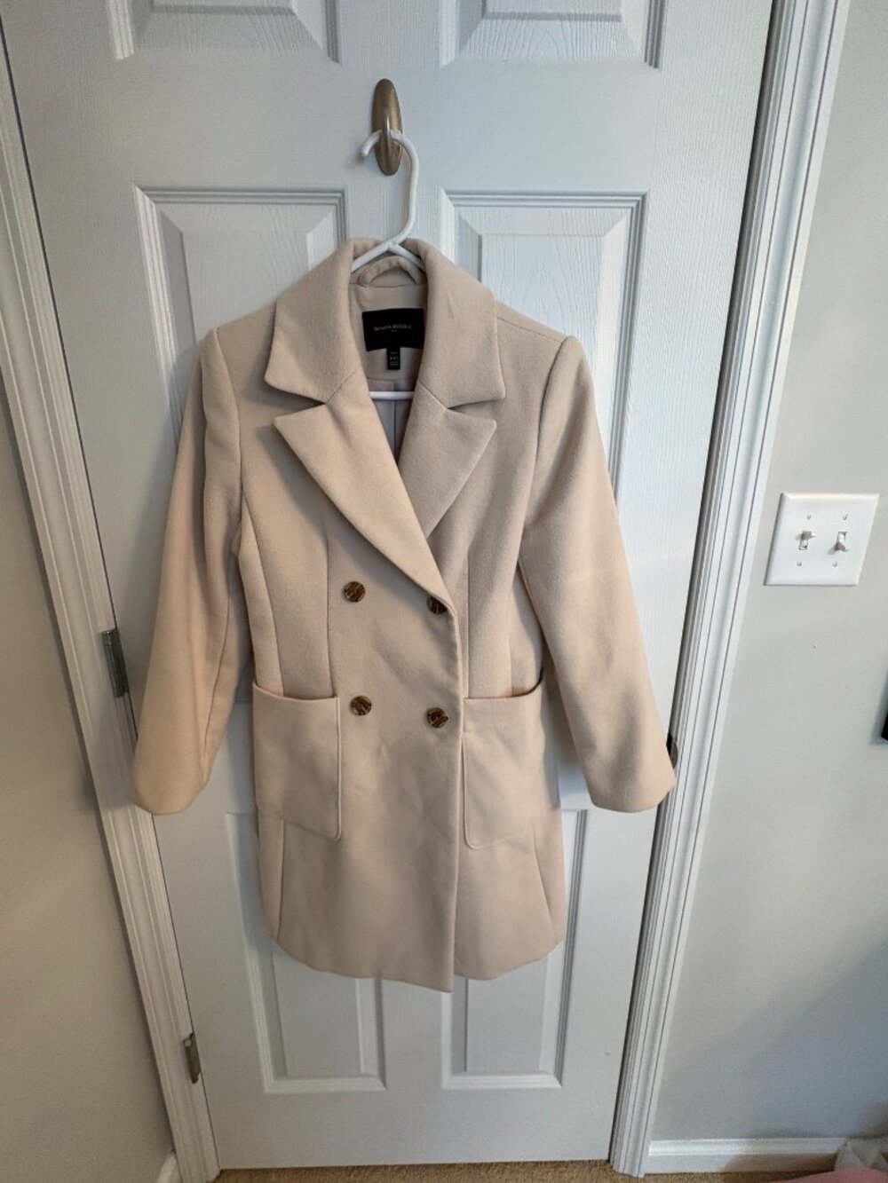 Banana Republic Petite XXS Cream Double Breasted Coat